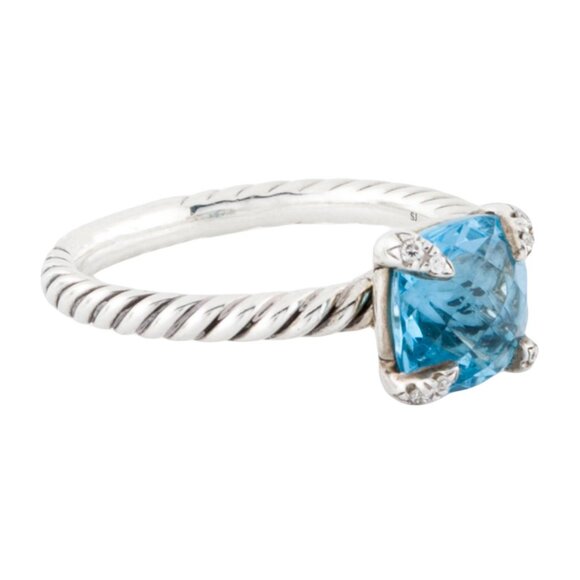 DAVID YURMAN TOPAZ & DIAMOND STERLING SILVER 925 CHÂTELAINE® RING